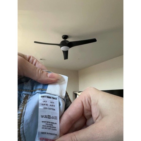 Don't Think Twice light wash distressed flare split hem jeans, size 4 - Picture 10 of 11